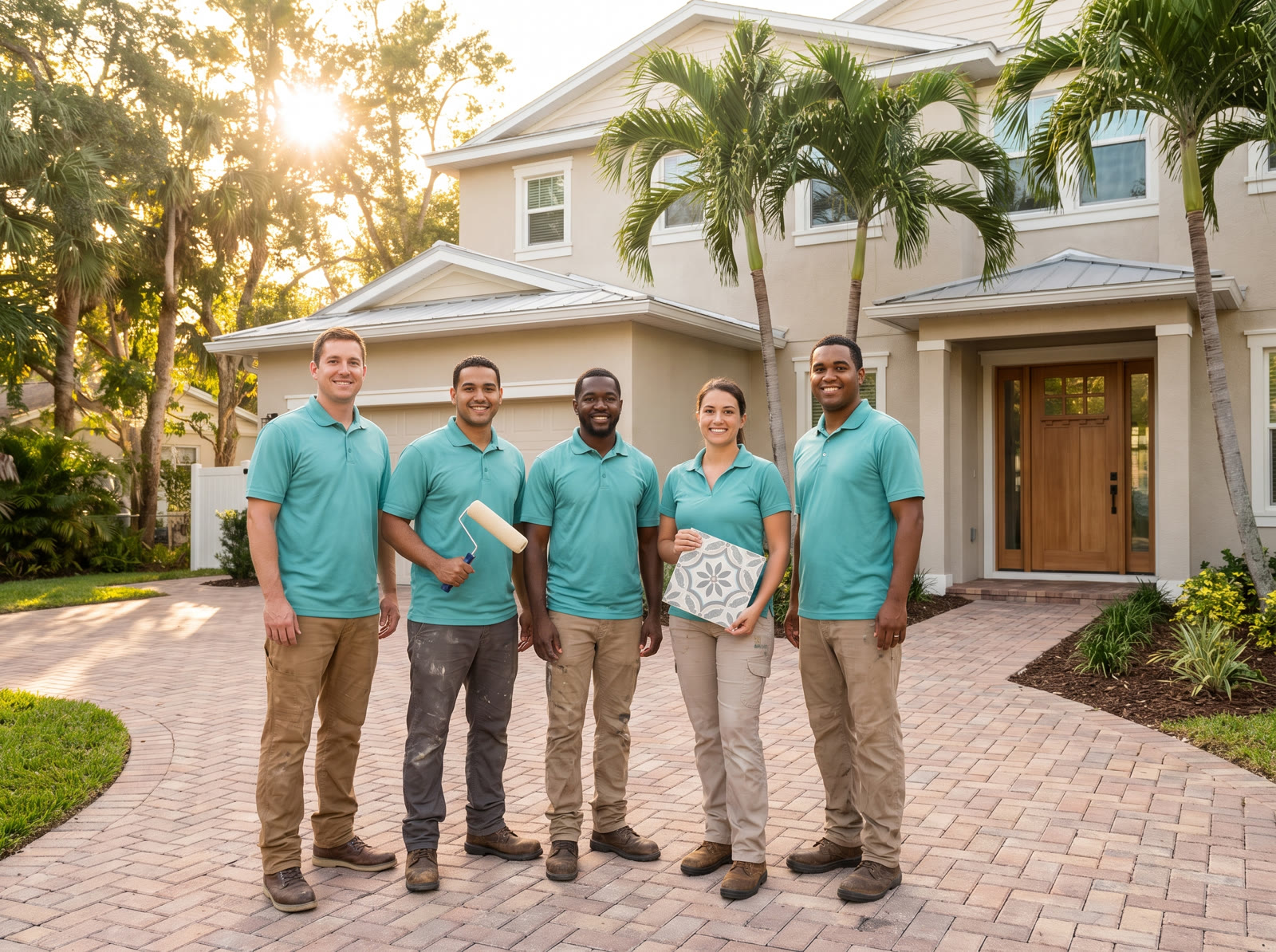 The Redd's Express Services & Renovations crew smiling after completing a remodel in 612 Sea Oats Dr, Destin, FL 32541
